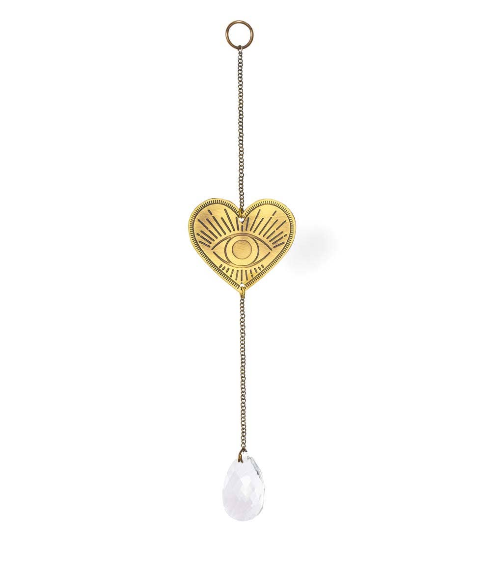 Matr Boomie Fair Trade - Surya Mini Heart Engraved Brass Suncatcher