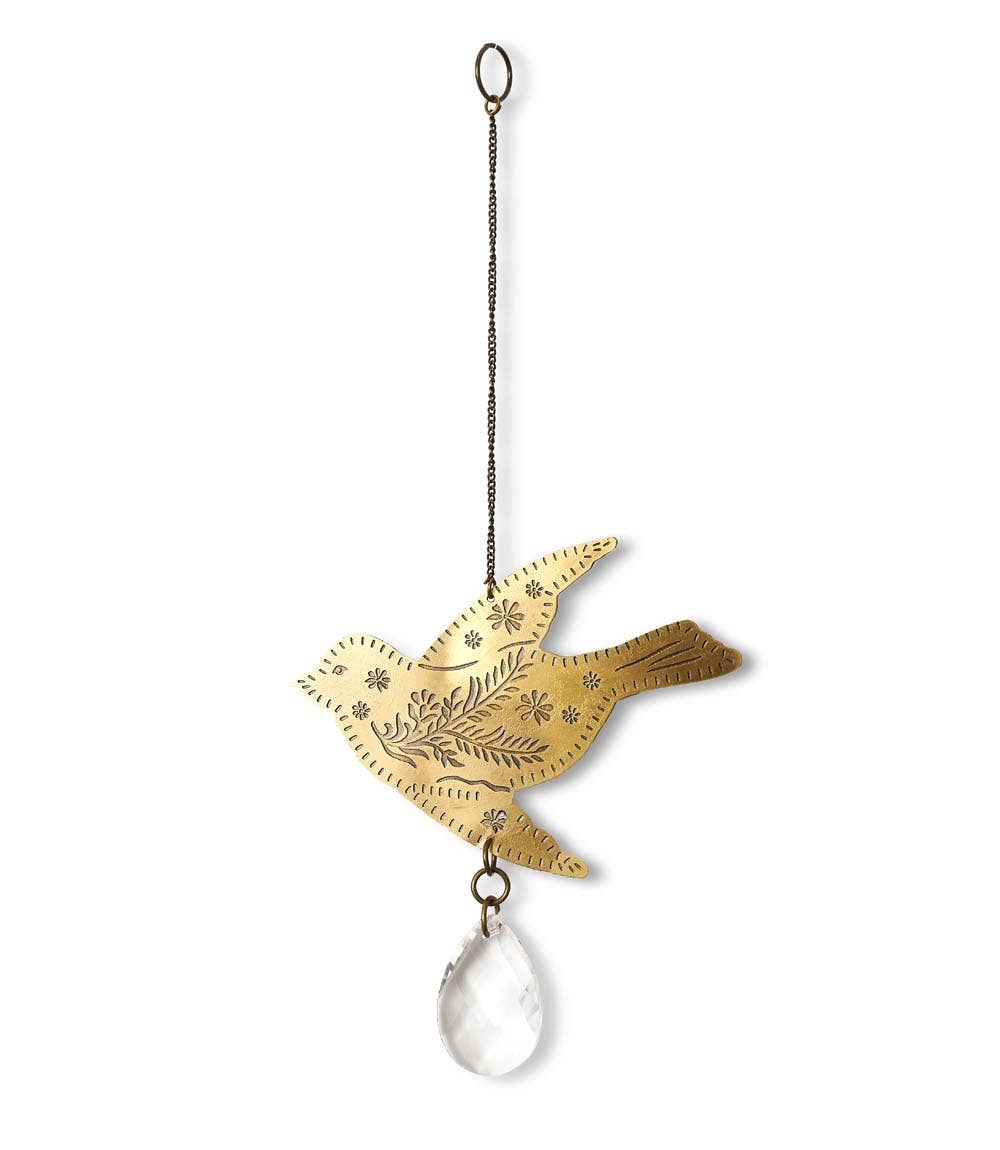 Matr Boomie Fair Trade - Surya Bird Engraved Brass Suncatcher
