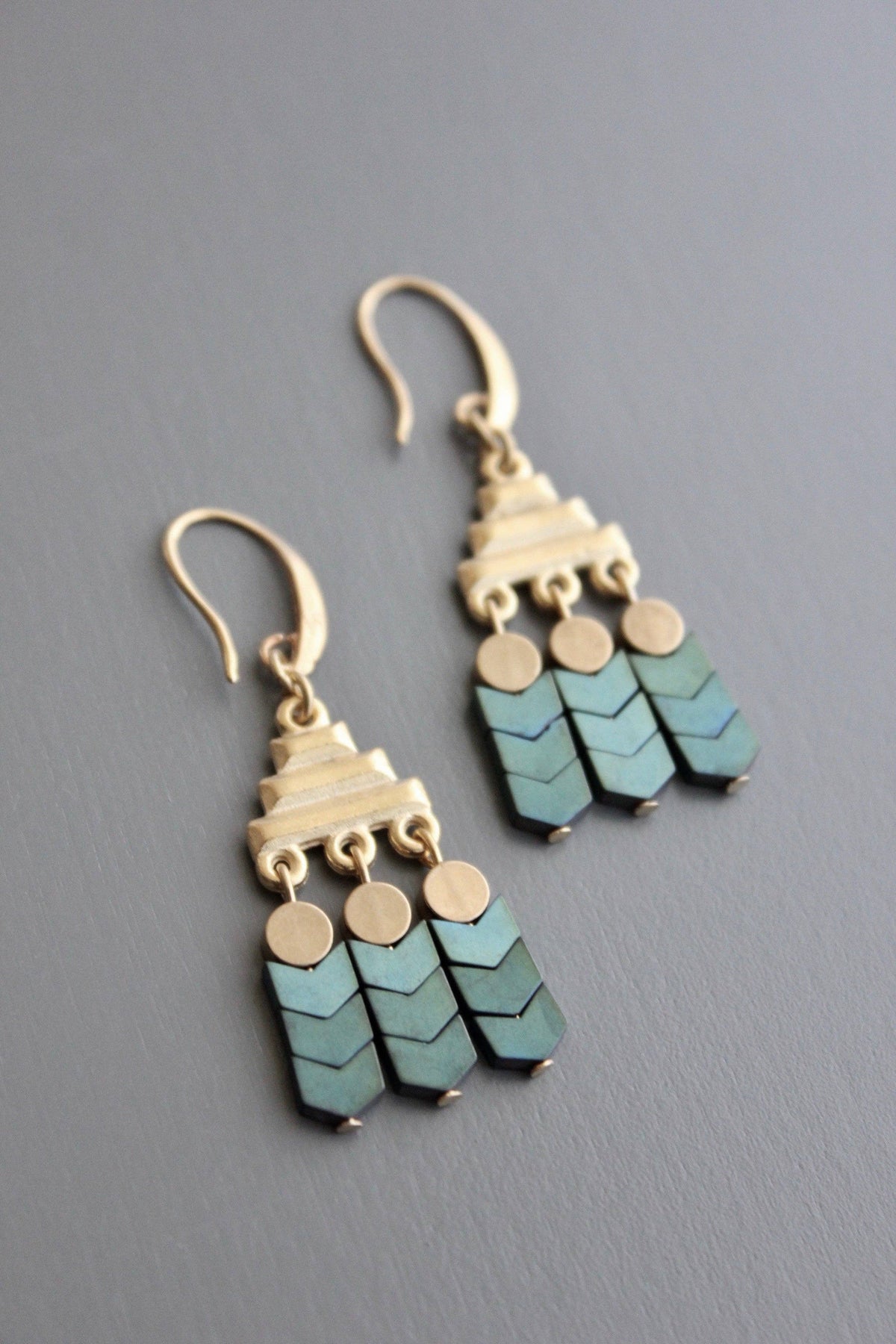 David Aubrey Jewelry - Hematite & brass earrings