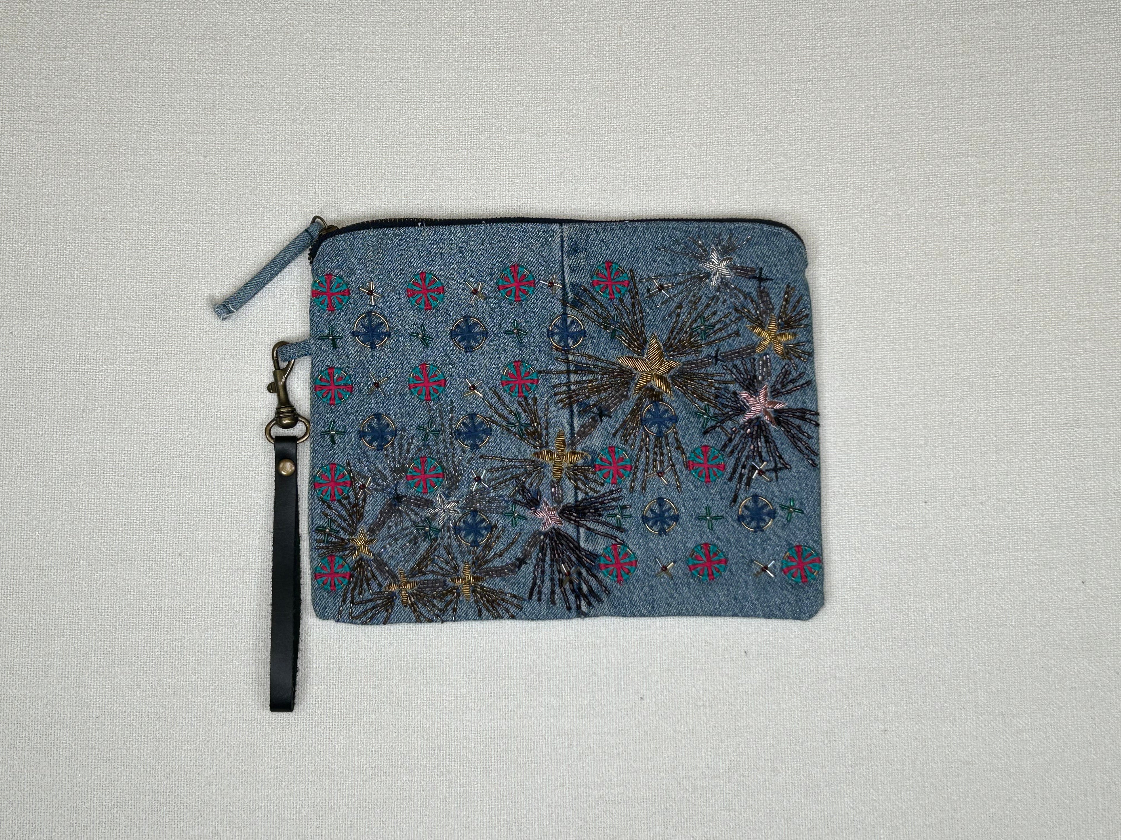 “Scorpio Sparkle” Pouch - Denim/Multi