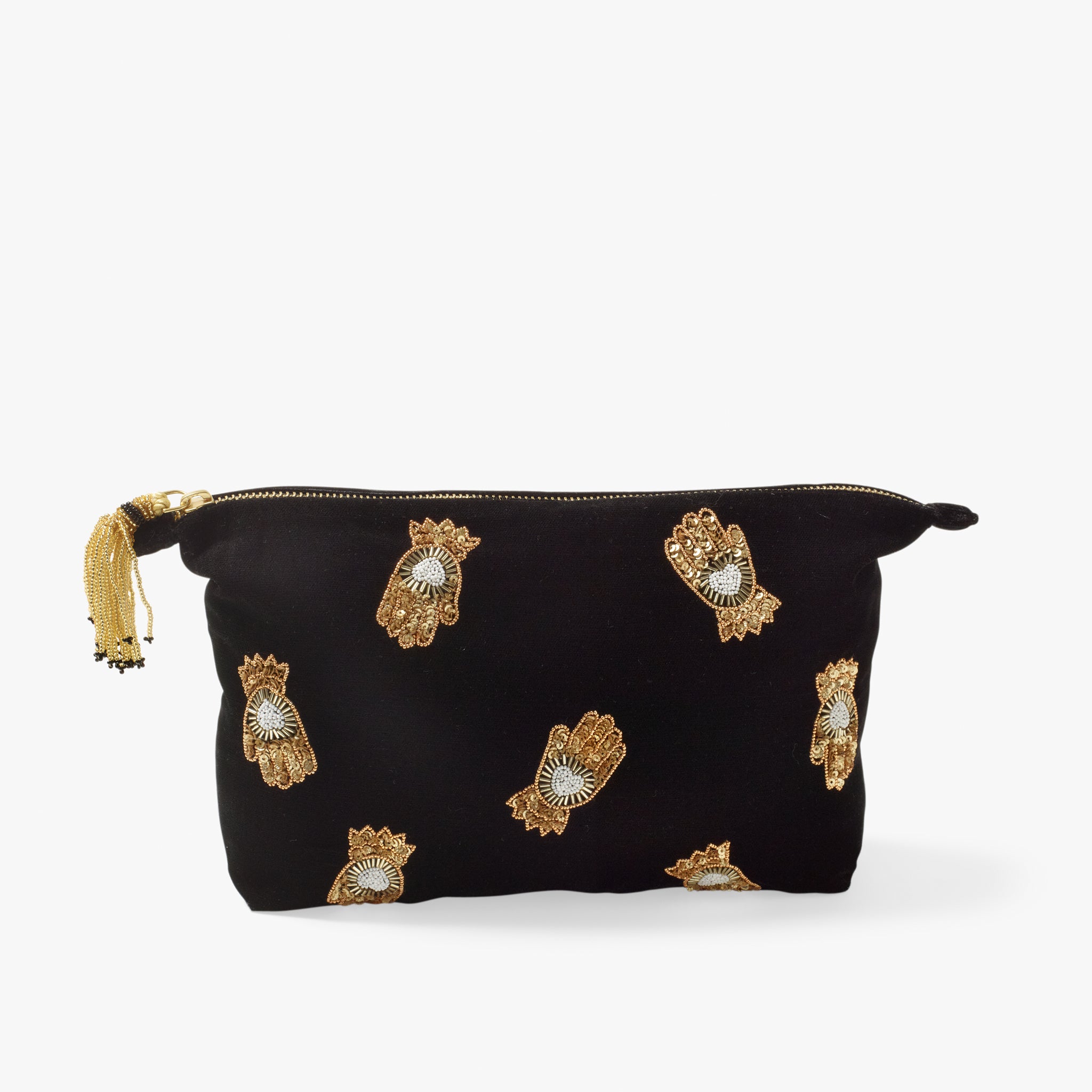 Hand Velvet Make-up Bag - Large - Black