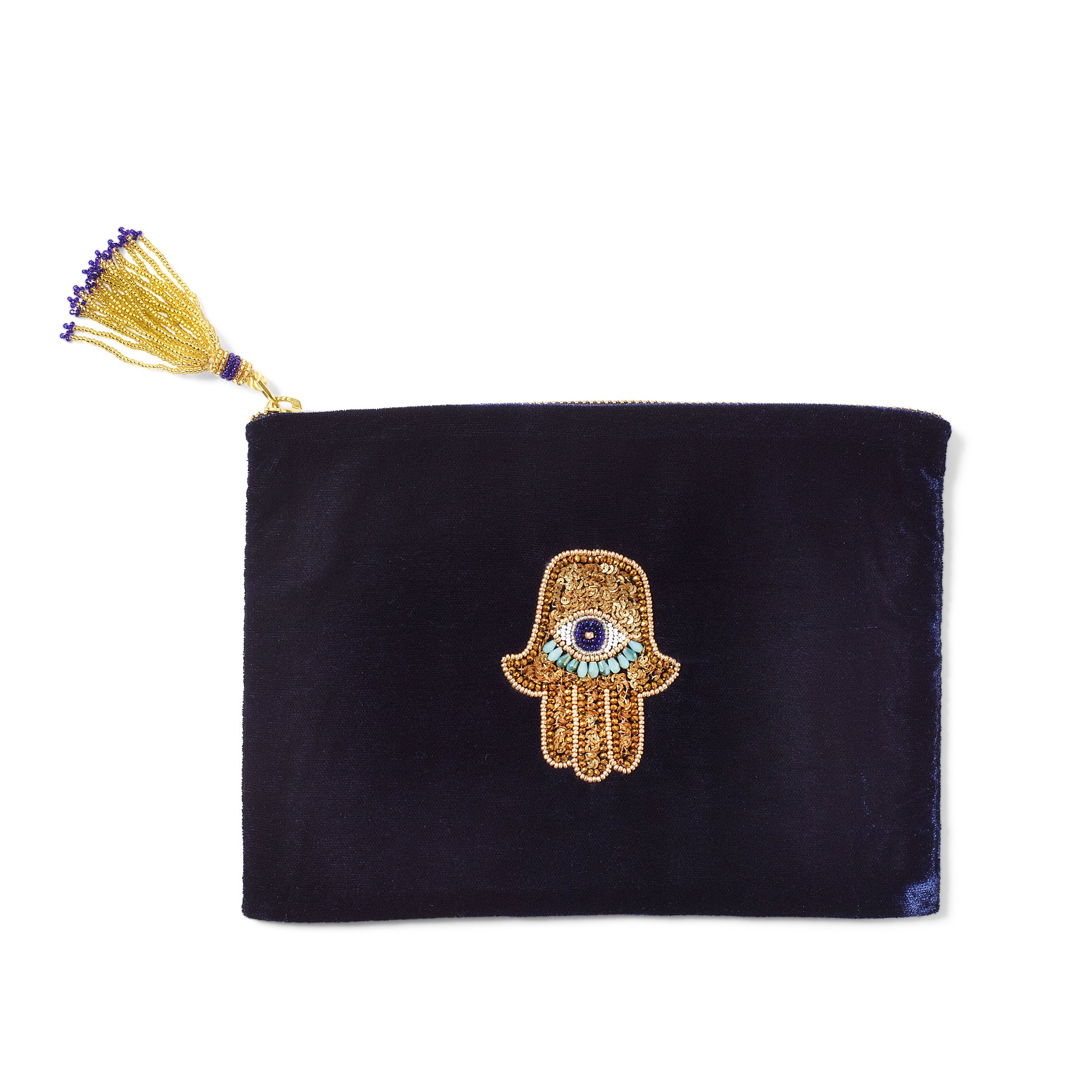 Hamsa Eye Velvet Pouch