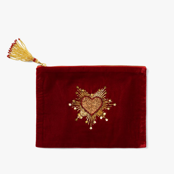 Sparkle Heart Velvet Pouch