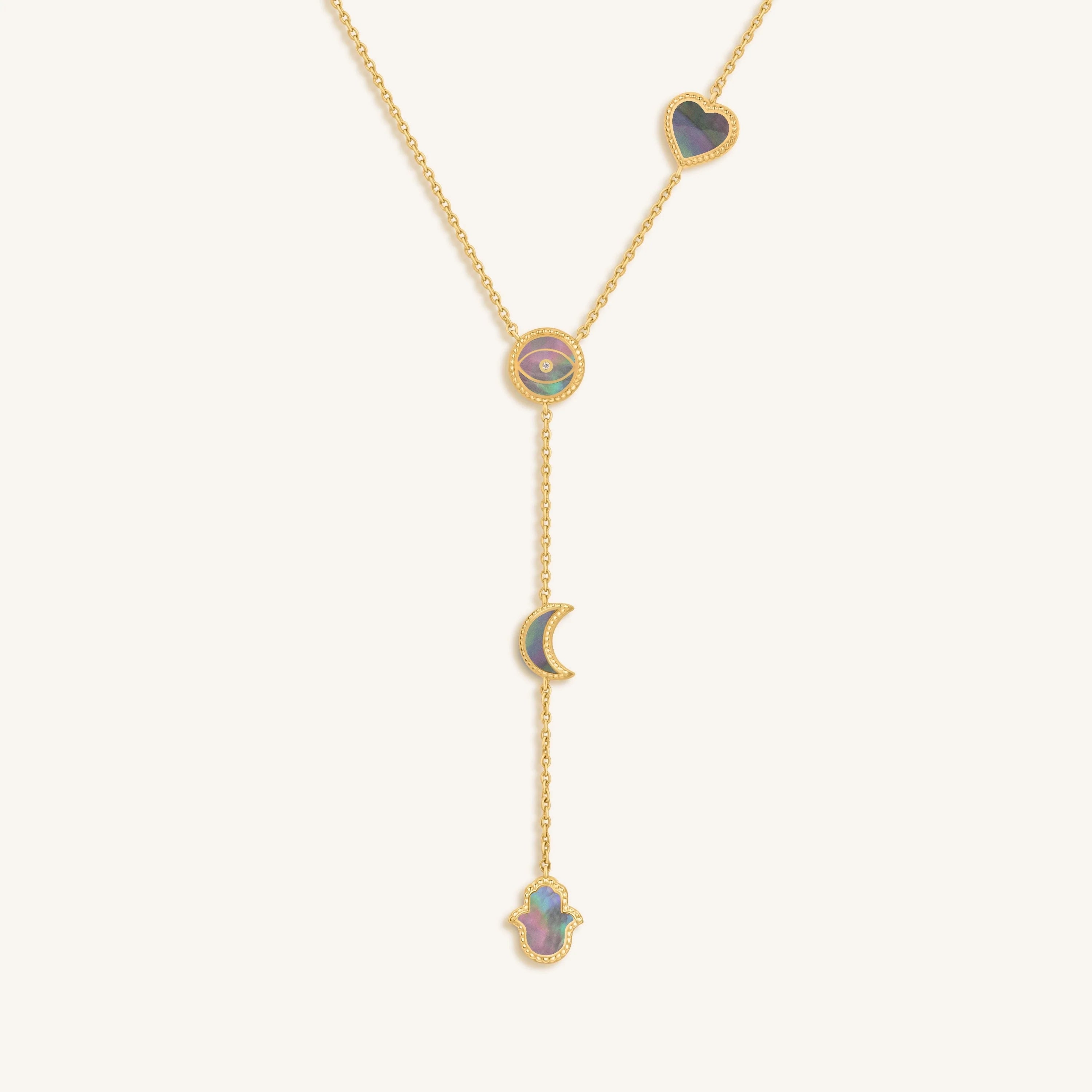 Patient Mind Multi-Symbol Mother of Pearl Necklace