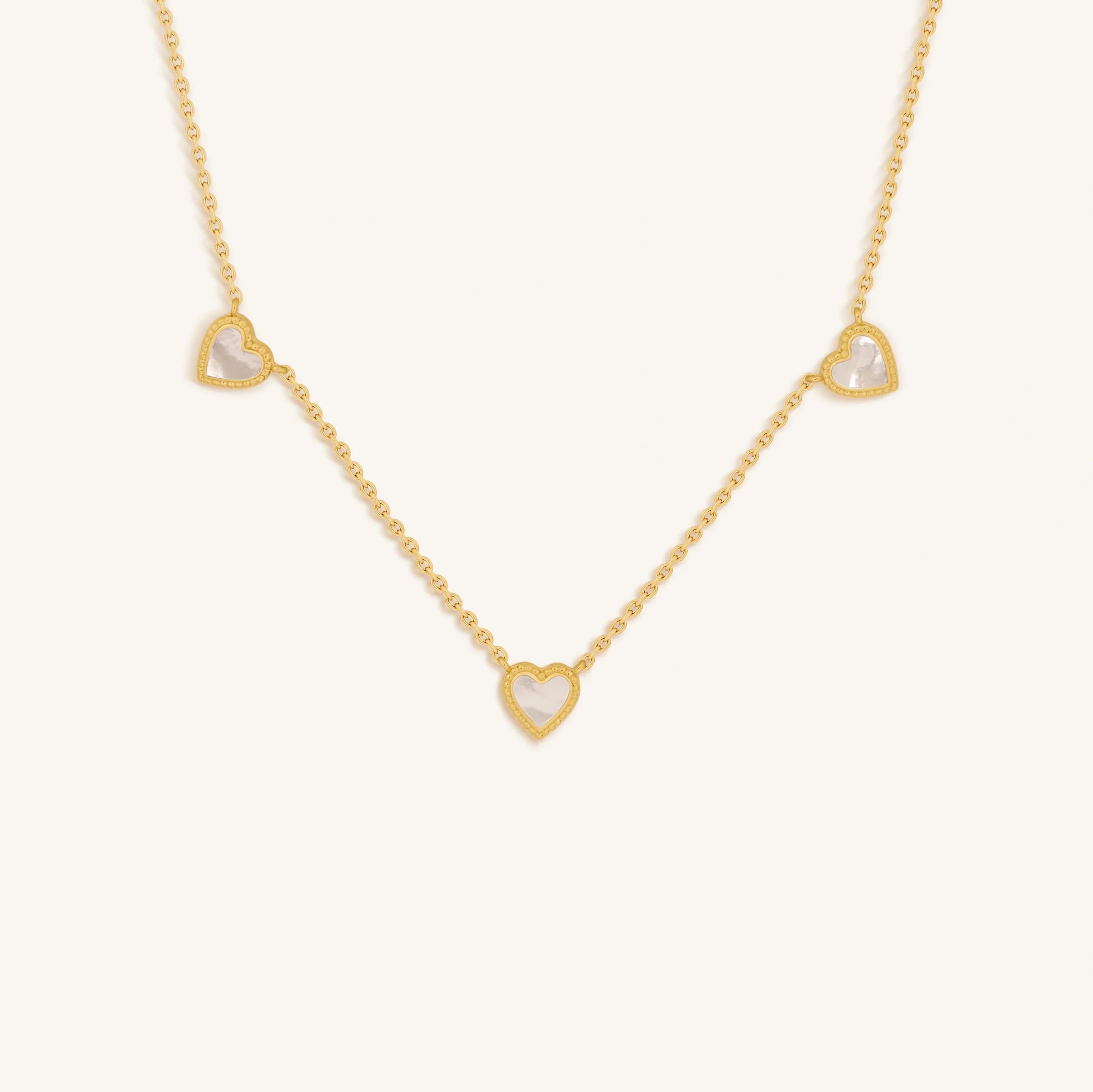 Abundant Solace Mother of Pearl Heart Gold Necklace