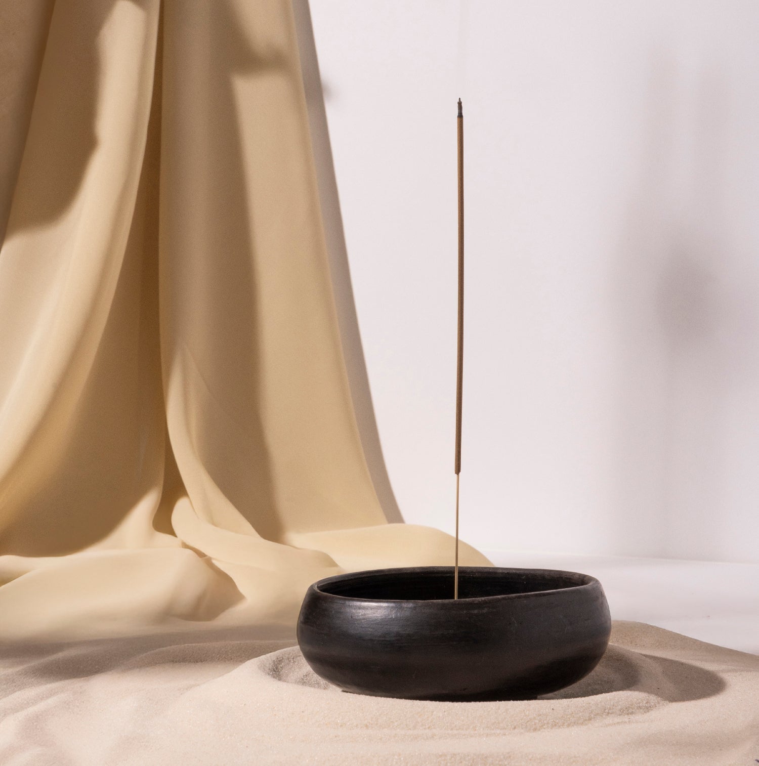 Artisan Black Clay Incense Holder Vessel