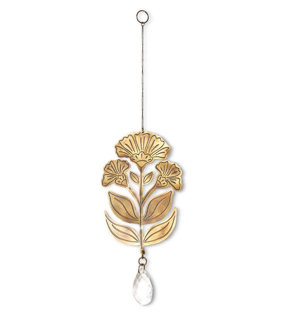 Matr Boomie Fair Trade - Surya Floral Engraved Brass Suncatcher